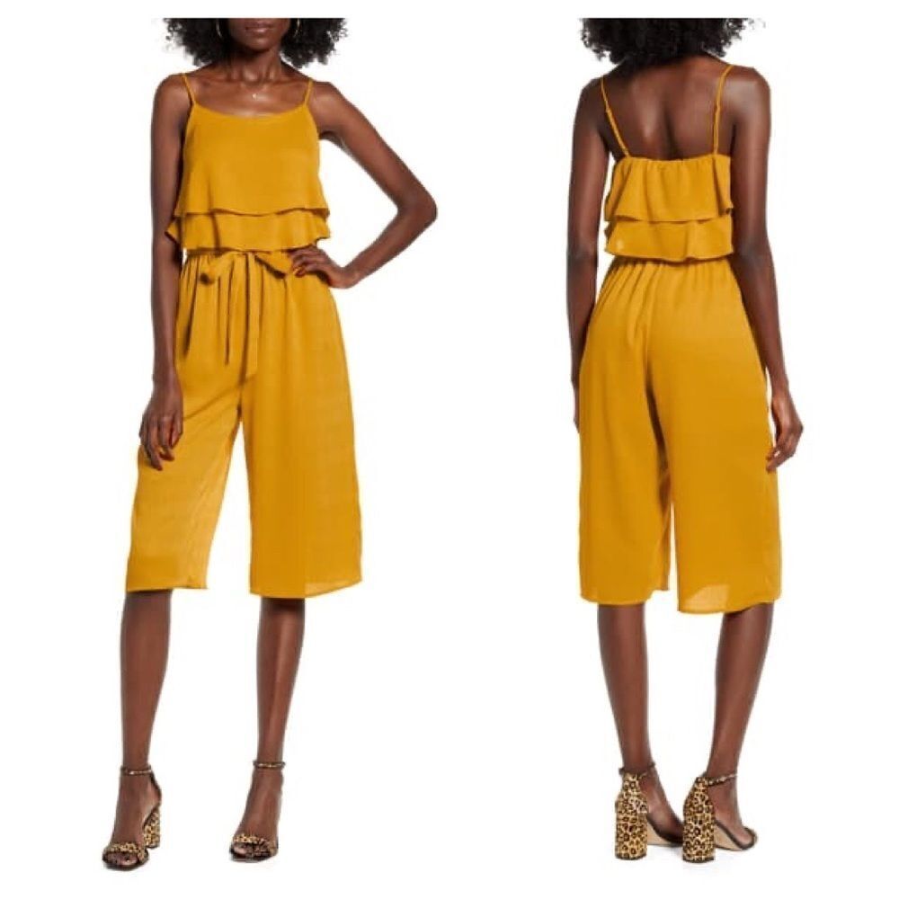 One Clothing Ruffle Sleeveless Crop Jumpsuit